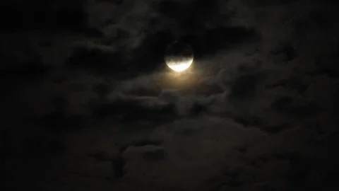 4k video full moon in the sky. Full moon at night with clouds Stock Footage 120358563