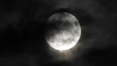 4k video full moon in the sky. Full moon at night with clouds Stock Footage 120358787