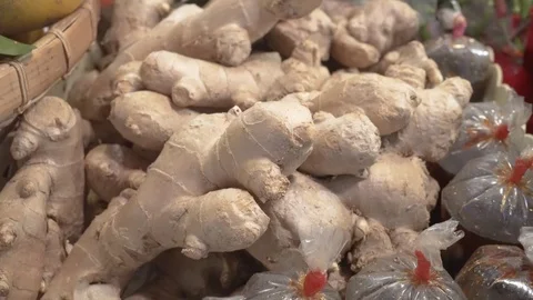 4k video of ginger also know as a zenzero in Italy Stock Footage 99222088