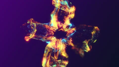 4k video of golden particles falling in the deep forming cross shape. Stock Footage 163264953