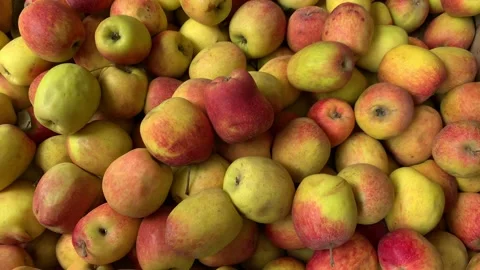 4k video of group of apples in a local market. Food and fruit concept. Stock Footage 262449948