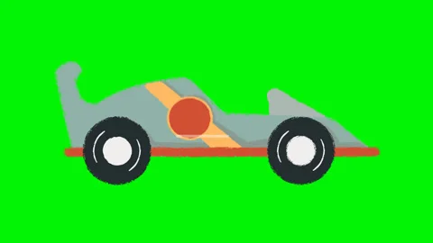 4k video hand drawn 2d animation loop with crayon texture racing car Video stock 233715776