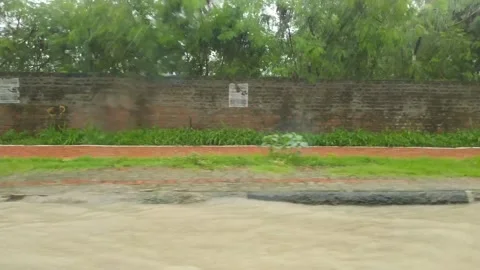 4k Video of heavy rain fall and flood situation on highway. Video stock 246546978