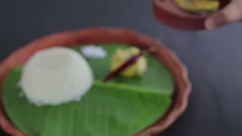 4k video of Hilsa or ilish fish curry and rice served as traditional Bengali Video stock 202193627