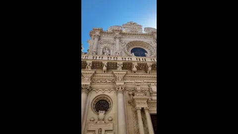 4k video of the intricate stone rose window Stock Footage 346521993