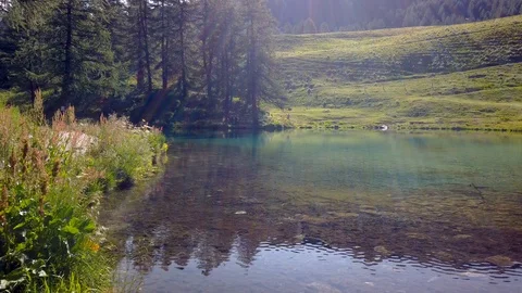4k video of lago blu cervinia, Valle d'aosta, Italy Stock Footage 114139931