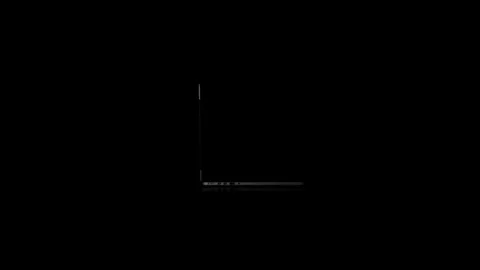 4K video. Laptop (notebook) turning on with green screen on a black background. Video stock 70554746