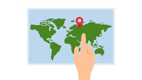 4K video Map Footage with Hand, world map and Pin Location on White Screen Stock Footage 285473100