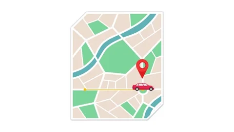 4K video Map Footage with Map, Car and Pin Location on White Screen Background Stock Footage 285051541