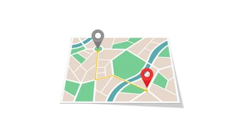 4K video Map Footage with Map and Pin Location on White Screen Background Stock Footage 285051557