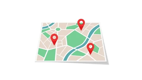 4K video Map Footage with Map and Pin Location on White Screen Background Stock Footage 285051811