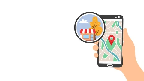 4K video Map Footage with Store, Tree, Map, Hand Holding Smartphone Stock Footage 285052842