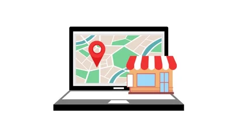 4K video Map Footage with Store, Map, Laptop on White Screen Background Stock Footage 288063785