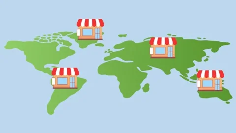 4K video Map Footage with world map and store building Pin Location Stock Footage 285473039