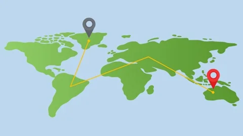 4K video Map Footage with world map and Pin Location on White Screen Stock Footage 285473040