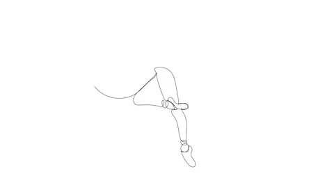 4K video of modern dance dancer. Made with single  line drawing Stock Footage 149880837