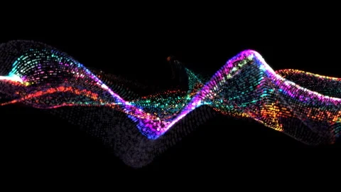 4k Video. Neon particles background. 3d Render. Abstract art animation Stock Footage 256975616