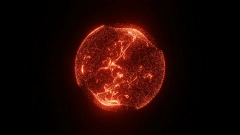 4K video of orange fire particle energy sphere. motion background. 3D rendering. Stock Footage 159754403