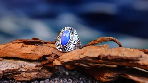 4K video of an ornate silver statement ring Stock Footage 345223862