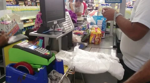 4K video of payment activity at counter using credit card and acceptance of shop Stock Footage 41393458
