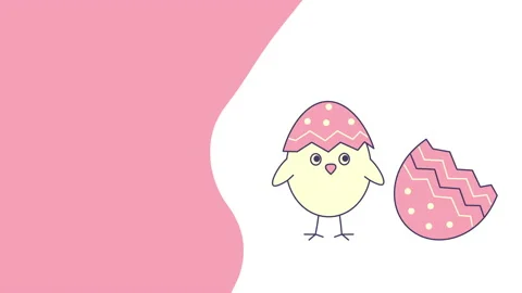 4k video of pink Easter egg and little chicken inside. Stock Footage 192432186