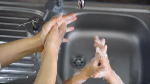4K Video Proper Hand Hygiene Using Soap and Water to Prevent Spread Stock Footage 332158136