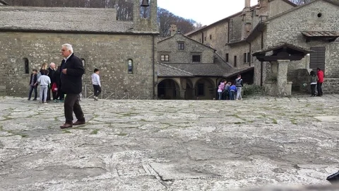 4k video of quadrant square of the Franciscan shrine of La Verna,Tuscany, Italy Stock Footage 75264304