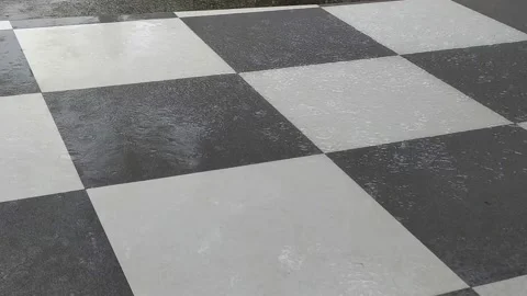 4K video of rain water falls on floor tiles. Video stock 138315979