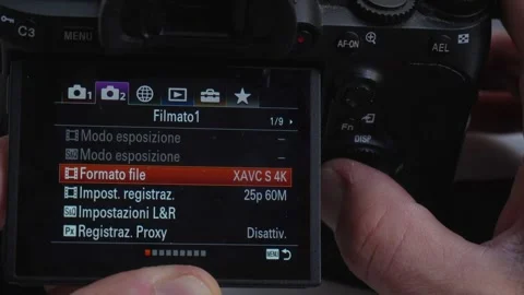 4k video resolution in professional camera display monitor setting -  learn to p Stock Footage 255837331