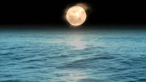 4k Video of riverside with the bright full moon, and the floating water wave. Video stock 271268942