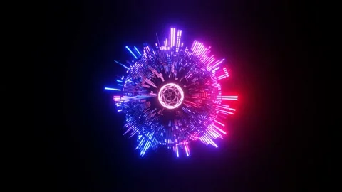 4K video of sci-fi alien object with glowing energy light and sphere at center. Stock Footage 154019900