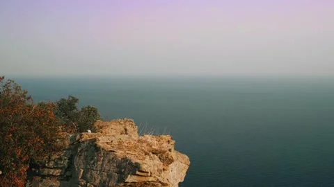 4k video. Sea view from a high cliff, the sea surface Stock Footage 160758448