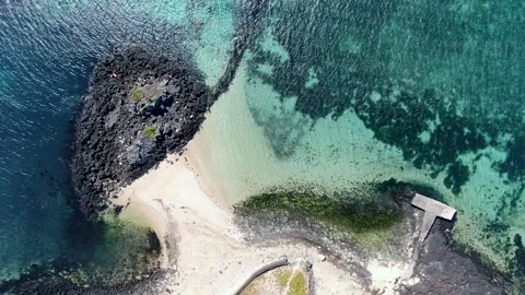 4K video from the sky by flying a drone on Jeju Island's wonderful and beach_2 Stock Footage 280113311