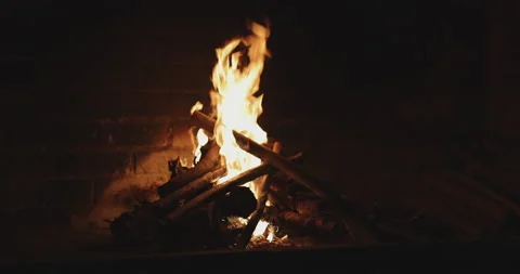 4K Video slow motion burning fire camping. Concept background for inferno and Video stock 182020136