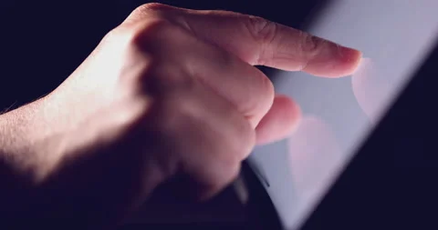 4K Video slow motion close up finger touch on tablet screen. Video Background Stock Footage 219905109