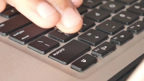 4K Video slow motion close up finger click delete button. Video stock 291855979