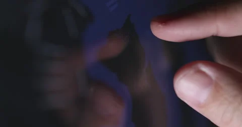 4K Video Slow motion finger touch on map application on screen. Concept for n Stock Footage 189773034