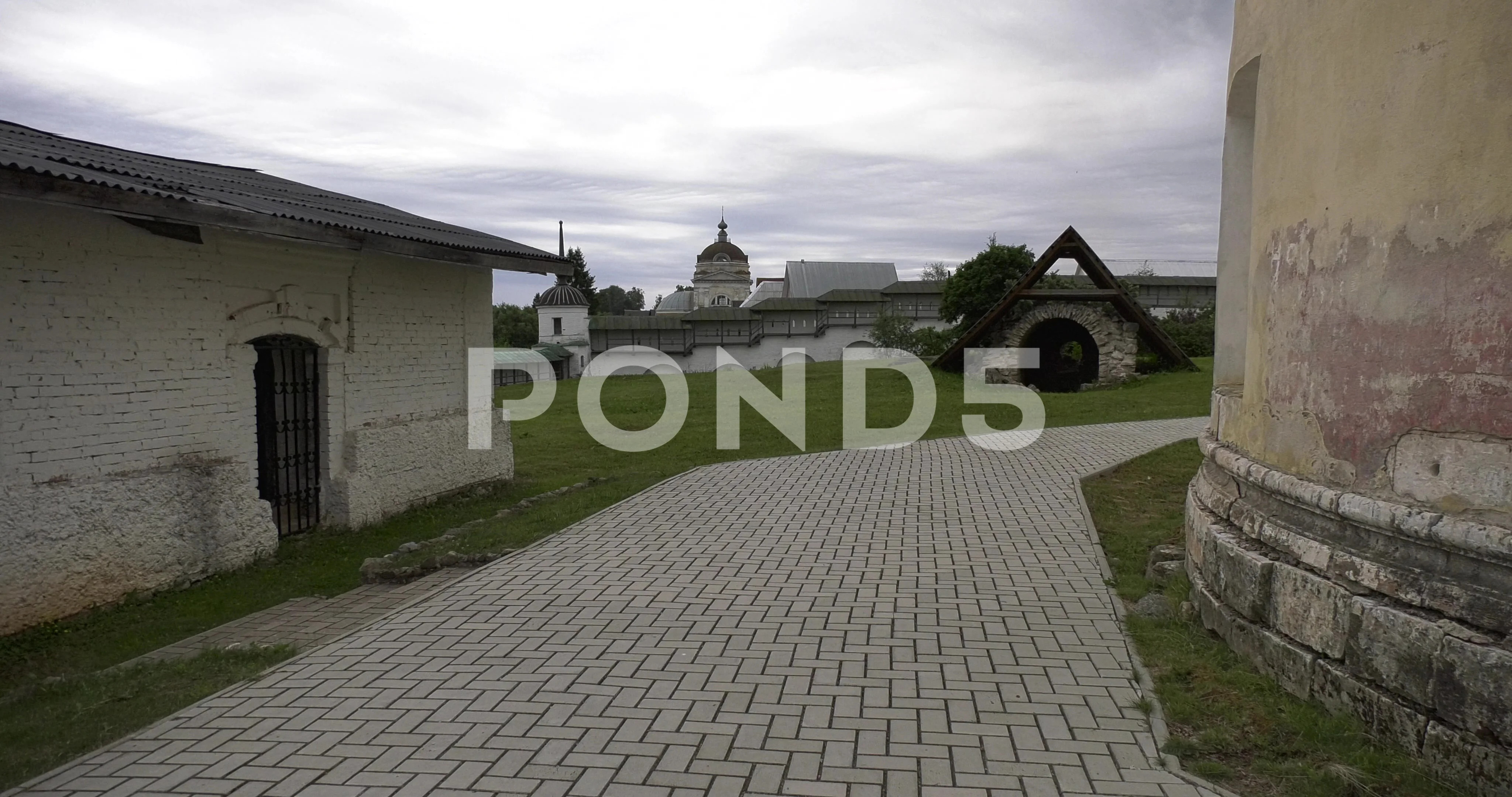 4K video of small summer town by the river