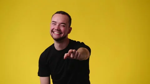 4k video of smiling man over yellow background. Stock Footage 237124600