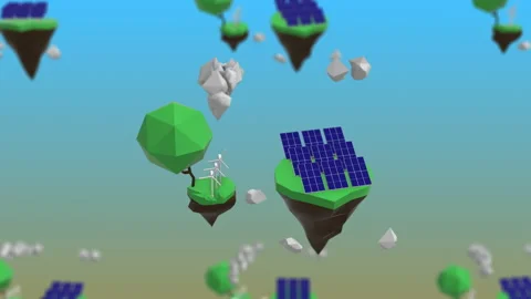 4k video of solar panels with clouds on green ground on islands. Stock Footage 143098775