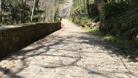 4k video of the stone path leading to the sanctuary of San Francesco D'Assisi Stock Footage 75170194