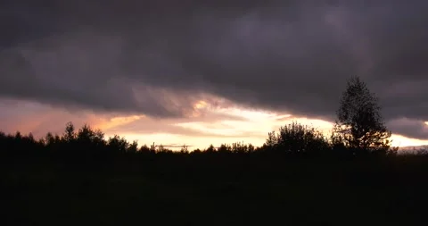4K video of summer cloudy sunset in Europe Stock Footage 160539054