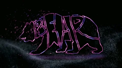 4K video of the text BEAR written in the shape of bear with neon light effect. Stock Footage 138130494
