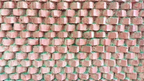 4k video of texture or pattern created with bricks on the wall. Stock Footage 156816233