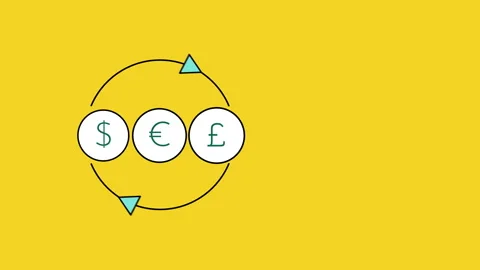 4k video of three different currency symbols on yellow background. 库存影片 164734530