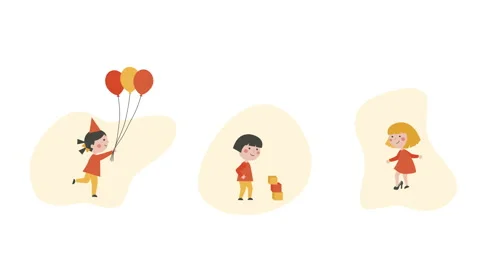 4k video of three different icons of child activity. 库存影片 163507153