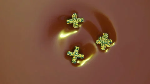 4k video of three geometric structures in a brown swirl. Stock Footage 170442560