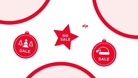 4k video of three sales posters in shape of Christmas decorations. 库存影片 167697764