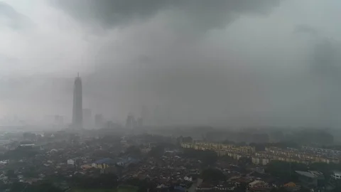 4k video timelapse of heavy rain in Kuala Lumpur Stock Footage 90561534