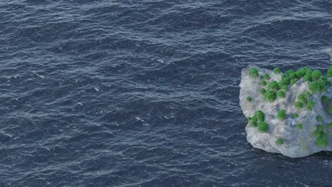 4k video top view blue ocean with small island. 3d rendering Stock Footage 180597670